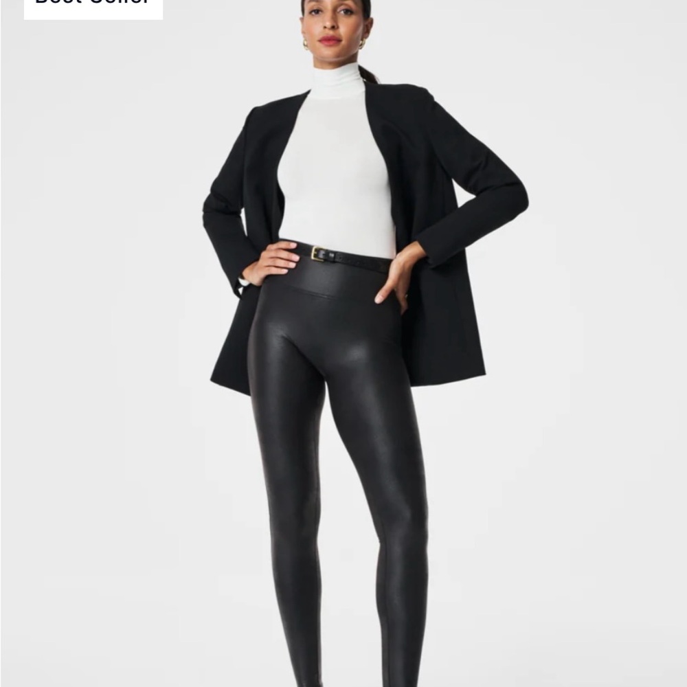 Spanx faux black leather leggings